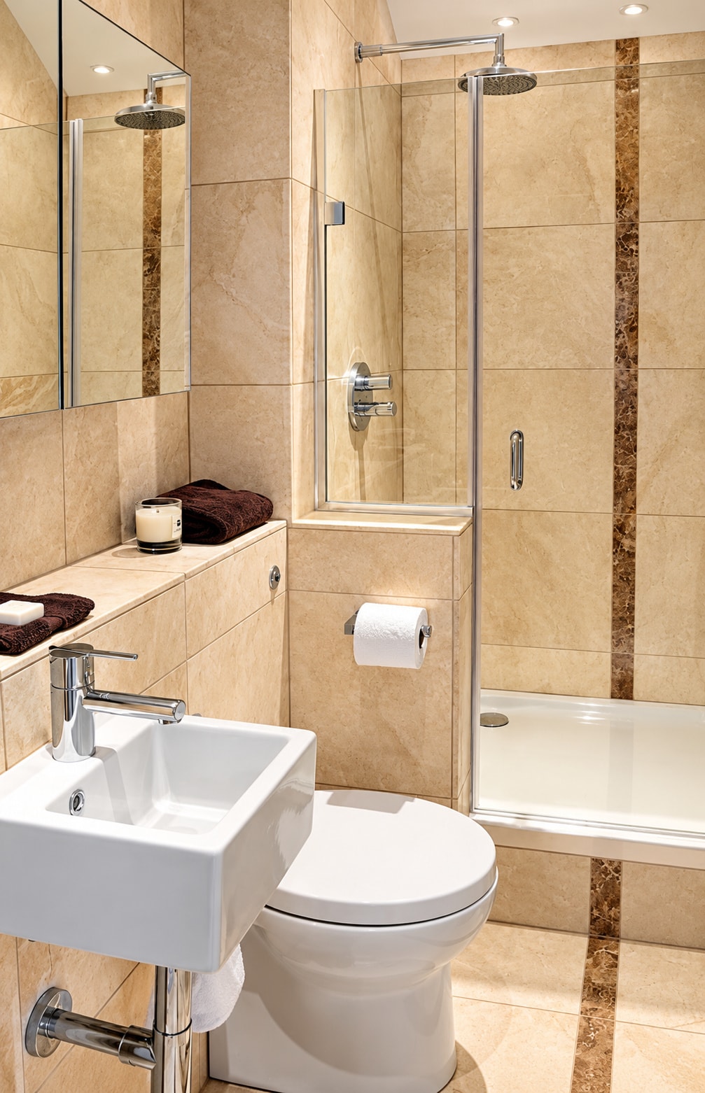 Modern bathroom with glass shower enclosure