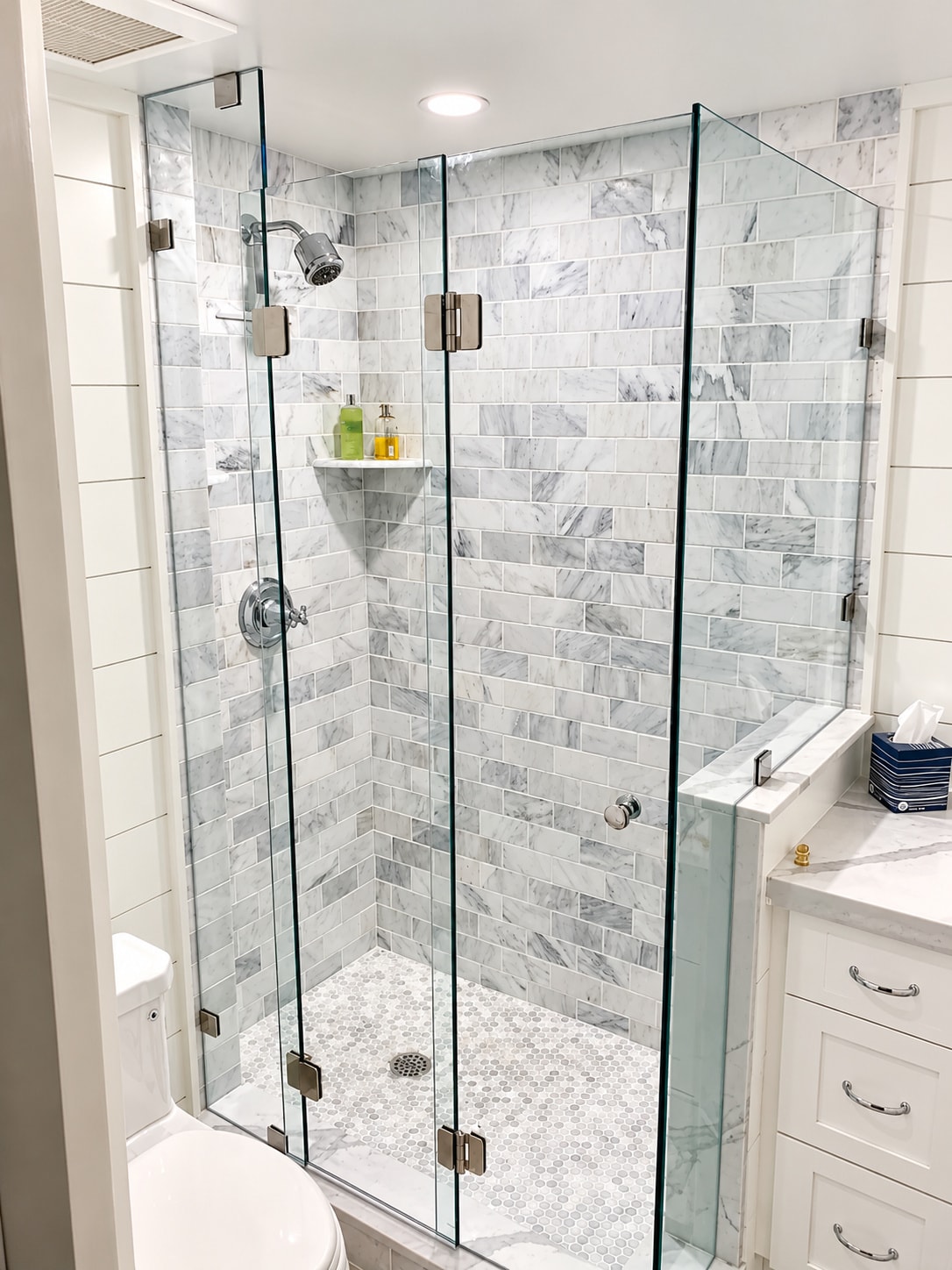 Modern bathroom glass shower enclosure