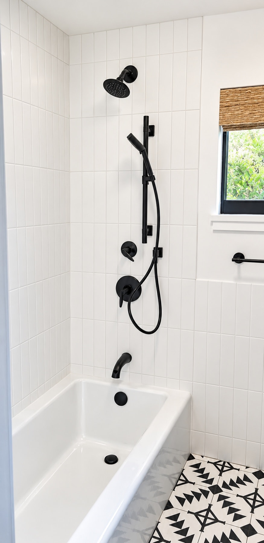Black shower fixtures modern bathroom wall