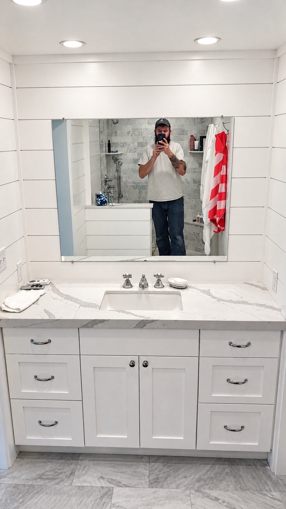 Modern bathroom mirror selfie