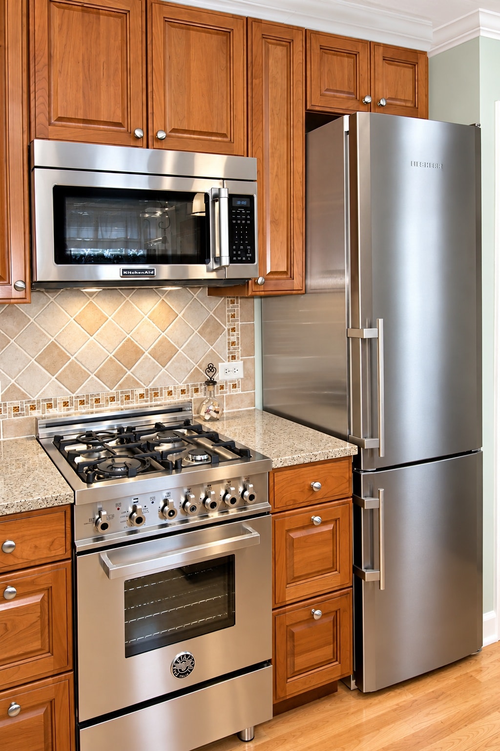 Modern kitchen with stainless steel appliances